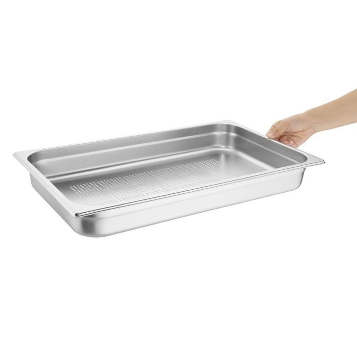 Vogue Heavy Duty Stainless Steel Perforated Gastronorm Pan GN 1/1 65mm