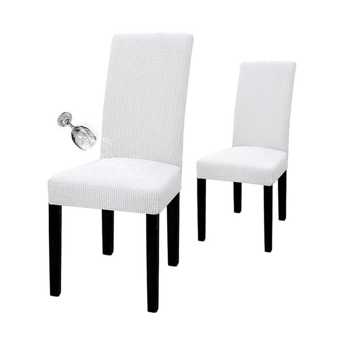 Catzon 2 Pcs Dining Chair Covers Waterproof Stretch-White