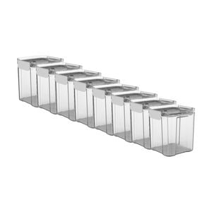8x Partyware Plastic Square Modular Canister Storage Container 920ml Clear