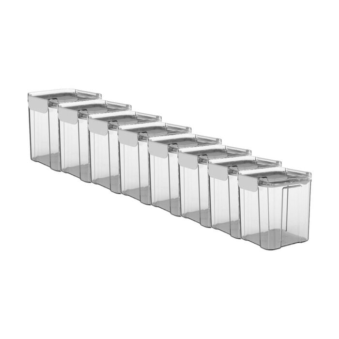 8x Partyware Plastic Square Modular Canister Storage Container 920ml Clear