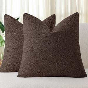 Gioia Casa Twin-pack Bouclé Cushion Covers - Soft Textured Polyester With Hidden Zipper (brown, 45cm X 45cm)