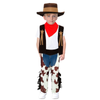 Kids Wild West Cowboy Costume Hat Vest Chaps Neckerchief Belt Dress-Up 130-150cm 10-12 Years