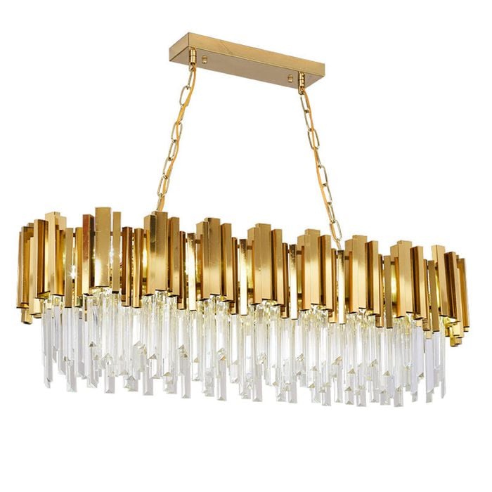 Eli & Co. Lighting Solaris Linear Crystal Chandelier 120cm – Gold Finish Ceiling Light