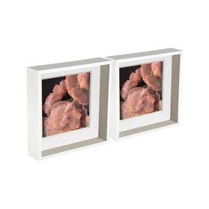 Nicola Spring 2 Piece 10 x 10 3D Shadow Deep Box Photo Frame Set - Craft Display Picture Frame with 8 x 8 Mount