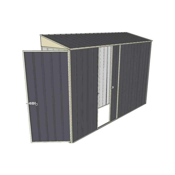 Build-a-Shed 0.8 x 3 x 2m Hinged Door Tunnel Shed with Single Sliding Side Door - Grey