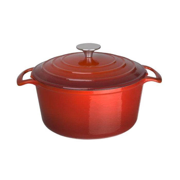 Vogue Round Casserole Dish Red Cast Iron 3.2l