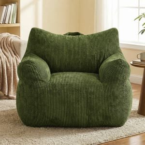 Advwin Bean Bag Chair w/ Armrest Corduroy Lazy Floor Sofa Lounge Seat Green