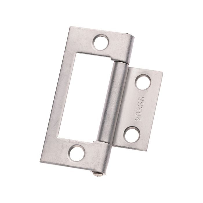 Lane 50 x 40 x 1.2mm Polished Stainless Steel Easy Fit Fixed-Pin Hinge - 2 Pack