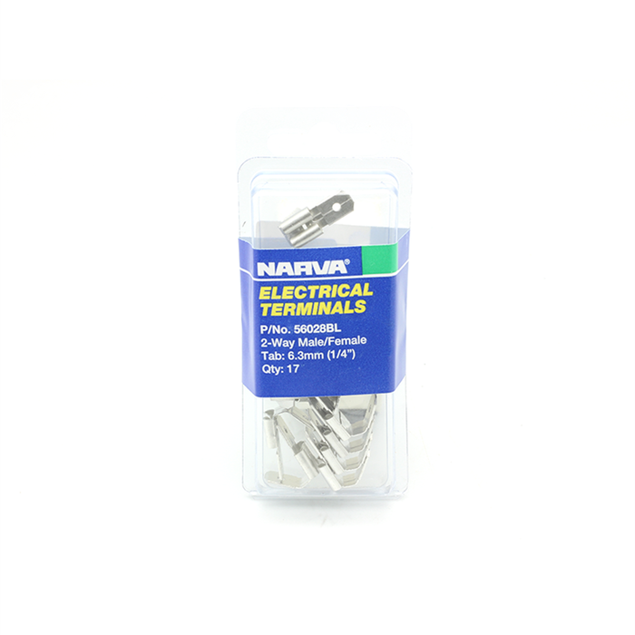 Narva 6.3 x 0.8mm 1/4" Non-Insulated 2-Way Male/Female Connector - 17 Pack