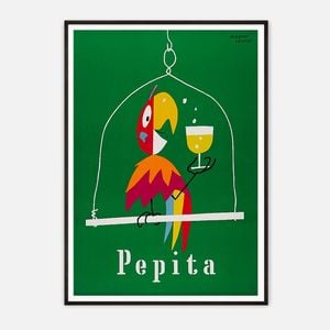Galrie Herbert Leupin's Pepita Vintage Art Print - Colorful Mid-Century Decor, Black Frame, A2 42 x 60cm (16 x 24inch)