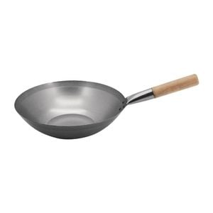 Vogue Wok Mild Steel Flat Base 330mm Commercial Cookware