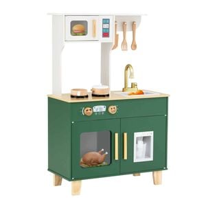 Costway Kids Kitchen Playset Chef Pretend Play Kitchen Toy Gift W/microwave Ice Dispenser Green