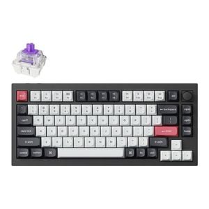 Keychron Q1 He Qmk Fully Assembled Knob Wireless Custom Carbon Black Keyboard - Gateron Double-rail Nebula Switch [kbkcq1hm1]