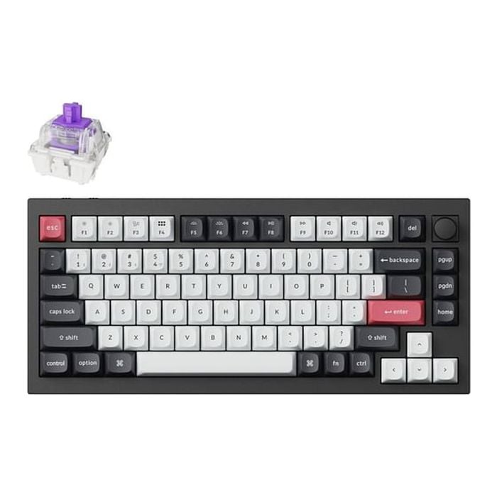 Keychron Q1 He Qmk Fully Assembled Knob Wireless Custom Carbon Black Keyboard - Gateron Double-rail Nebula Switch [kbkcq1hm1]