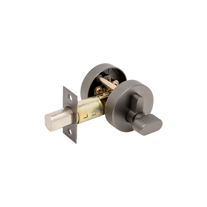 Zanda 54mm Diameter Graphite Nickel Round Slimline Deadbolt, Single Cylinder Throw 27mm (Key/Turn)