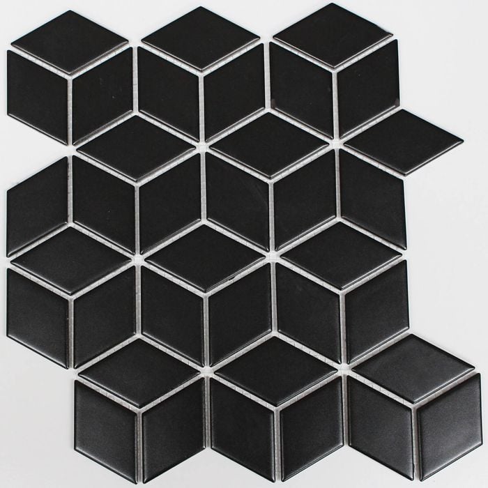 Johnson Tiles 305 x 266mm Black Satin Diamond Mosaic - Each