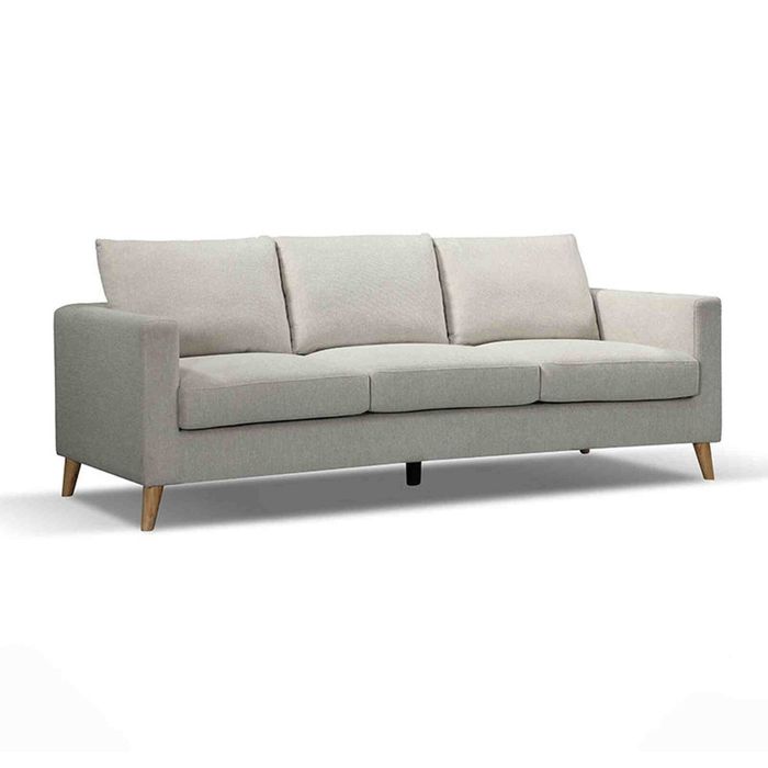 Modern Furniture DELLAN 3 Seater Sofa - Light Cream with Natural Oak legs
