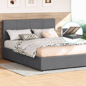 Alfordson Bed Frame Double Gas Lift Storage Grey
