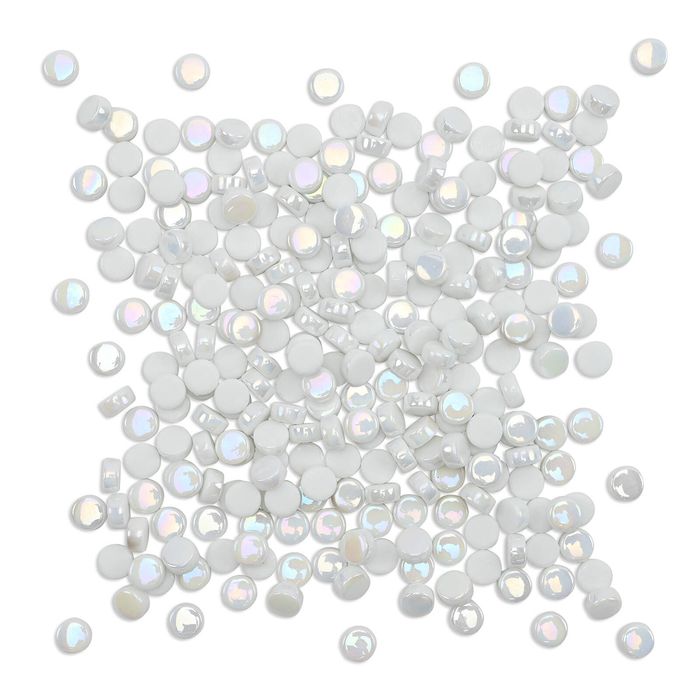 Mandala Art Satin Glass Dots White Mosaic Tiles