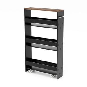 Costway 4-Tier Mobile Utility Trolley Black