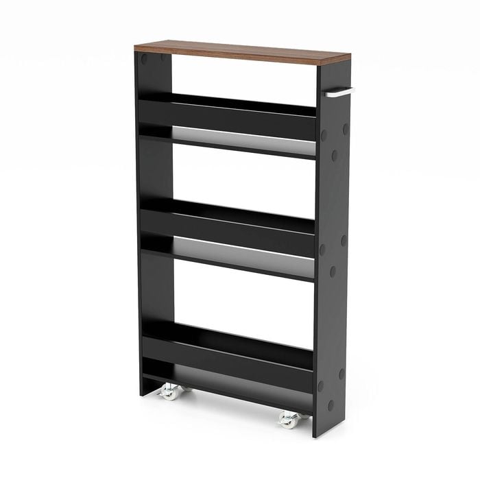 Costway 4-Tier Mobile Utility Trolley Black