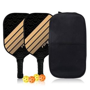 Catzon Pickleball Paddles Set Of 2 Fiberglass Surface Pp Honeycomb Core Pickleball Racket With 4 Balls 1 Bag-blackgold