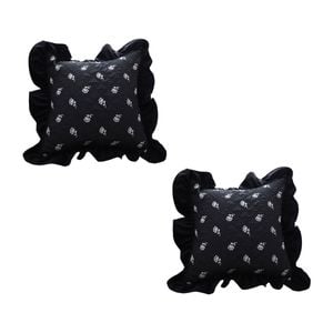 SOGA 2X 45cm Black Ruffled Throw Pillows