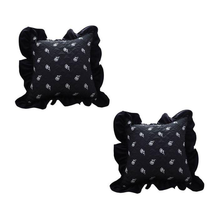 SOGA 2X 45cm Black Ruffled Throw Pillows