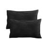 CottonMore 2pcs of PolyCotton 350TC Plain Black Pillowcases 48x73cm