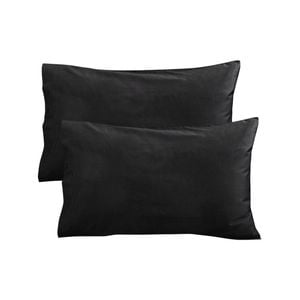 CottonMore 2pcs of PolyCotton 350TC Plain Black Pillowcases 48x73cm