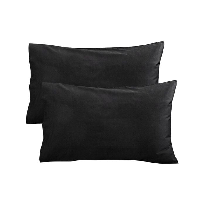 CottonMore 2pcs of PolyCotton 350TC Plain Black Pillowcases 48x73cm