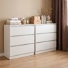 Advwin Bedside Table Set of 2 Nightstand Large Storage Cabinet 3 Drawers White