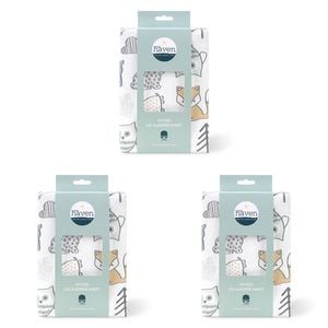 3PK Little Haven Co-Sleeper Woodland Baby Bedding Sheet 90cm