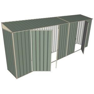 Build-a-Shed 0.8 x 5.2 x 2m Skillion Shed with Double and Single Hinged Side Doors - Green