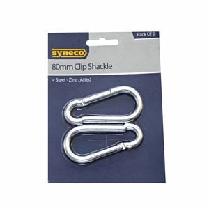 Syneco 80mm Steel-Zinc Plated Clip Shackle - 2 Pack