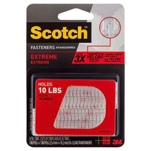 3M Scotch 2.5 x 7.6cm Extreme Fasteners Clear Strips - 2 Pack