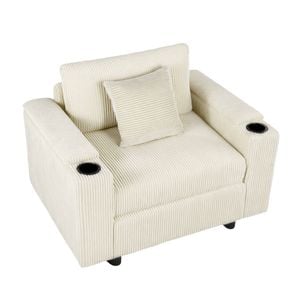 Ufurniture 1 Seaters Sofa Modular Lazy Lounge Sofa Beige