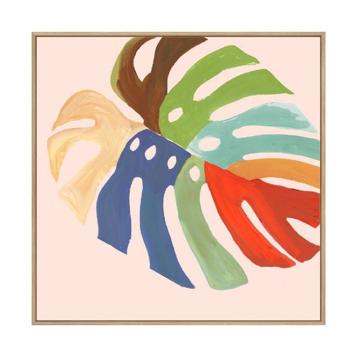 Artey | Rainbow Fern II - Framed Canvas - Natural Frame - 100 x 100cm