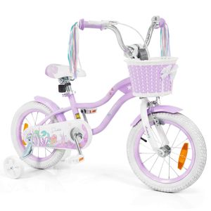Costway 14" Kids Balance Bike w/Training Wheels & Adjustable Seat-Purple