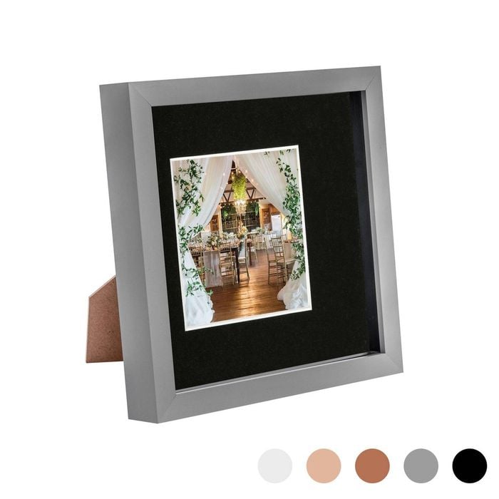 Nicola Spring Acrylic 3D Box Photo Frame with 4" x 4" Mount - 8" x 8"  - Grey