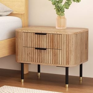 Homfurn Modern Pine Bedside Table – 2 Drawers, Mdf & Wood, Bedroom Storage Side Table, Quick & Easy Assembly