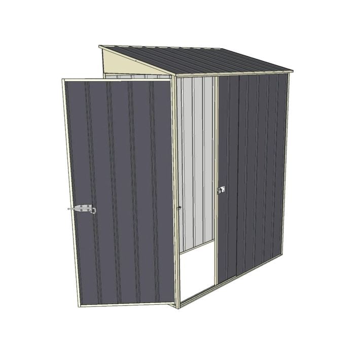 Build-a-Shed 0.8 x 1.5 x 2m Skillion Single Hinged Door Shed with Single Sliding Side Door - Grey