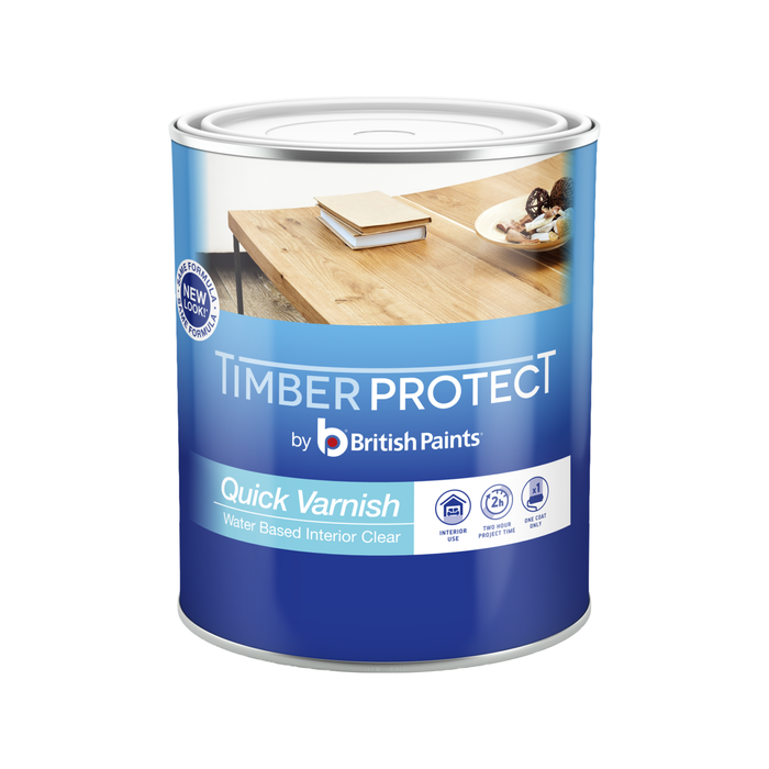 Timber Protect 1L Interior Clear Satin Water Based Quick Varnish