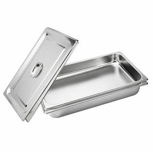SOGA 2 Pack Stainless Steel Gastronorm Pans 1/1 100mm Deep with Lids