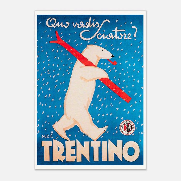 Galrie Trentino Polar Bear Vintage Ski Advertising Poster for Home Decor, Poster Only, A3 30 x 42cm (12 x 16inch)
