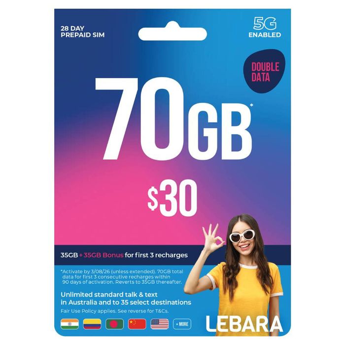 Lebara $30 Prepaid SIM Card