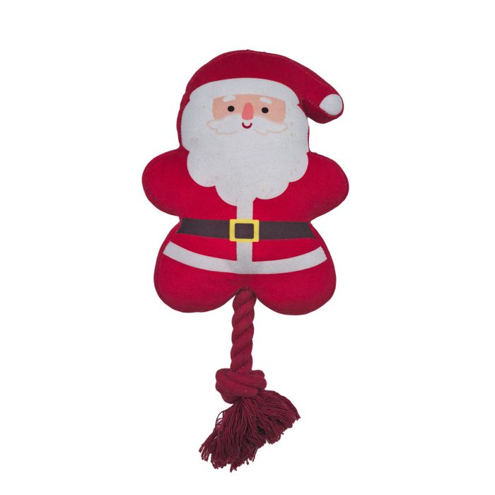 Happy Tails 31 x 16 x 6cm Christmas Santa With Rope Dog Toy