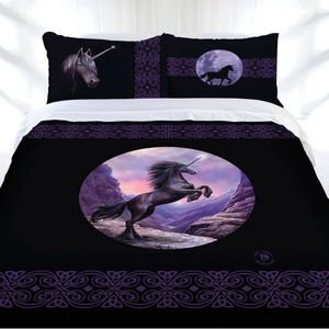 Anne Stokes Black Unicorn Quilt Cover Set Queen