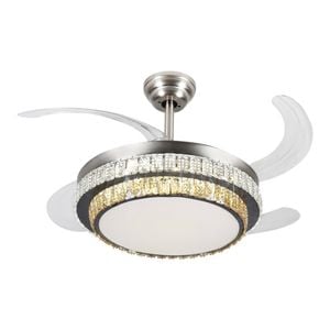 Windora Eloria 42" Dual-Tone Crystal Chandelier with DC Ceiling Fan & 3CCT LED Remote Control