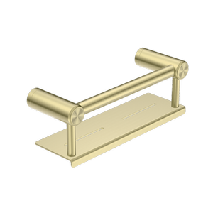 Nero Mecca Care 25mm x 300mm Brushed Gold Grab Rail With Shelf